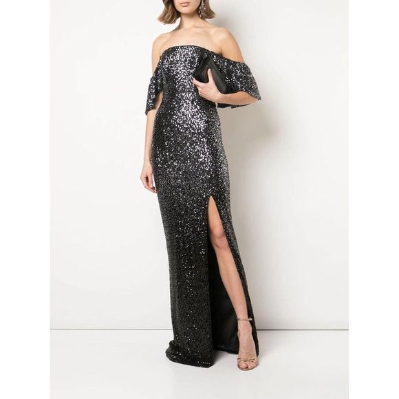 MARCHESA Ombré Sequin Column Gown